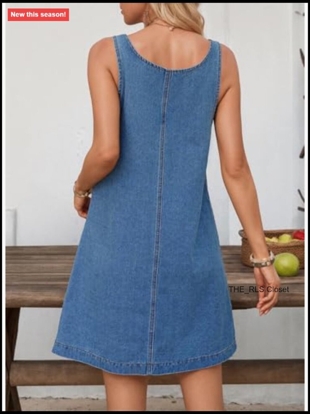 Sleeveless Denim Dress with Pockets, Casual Western Style - Picture 5 of 7